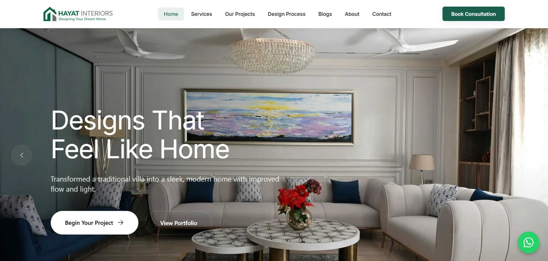 Hayat Interiors website by Crayora