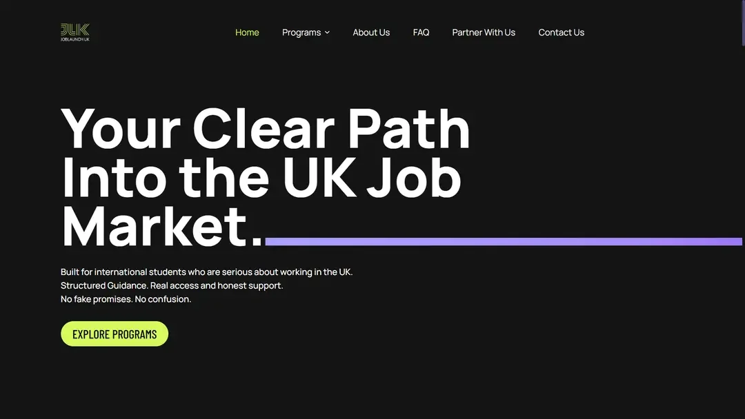 Job Launch UK website by Crayora